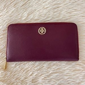 Tory Burch Burgundy Zip Continental Wallet